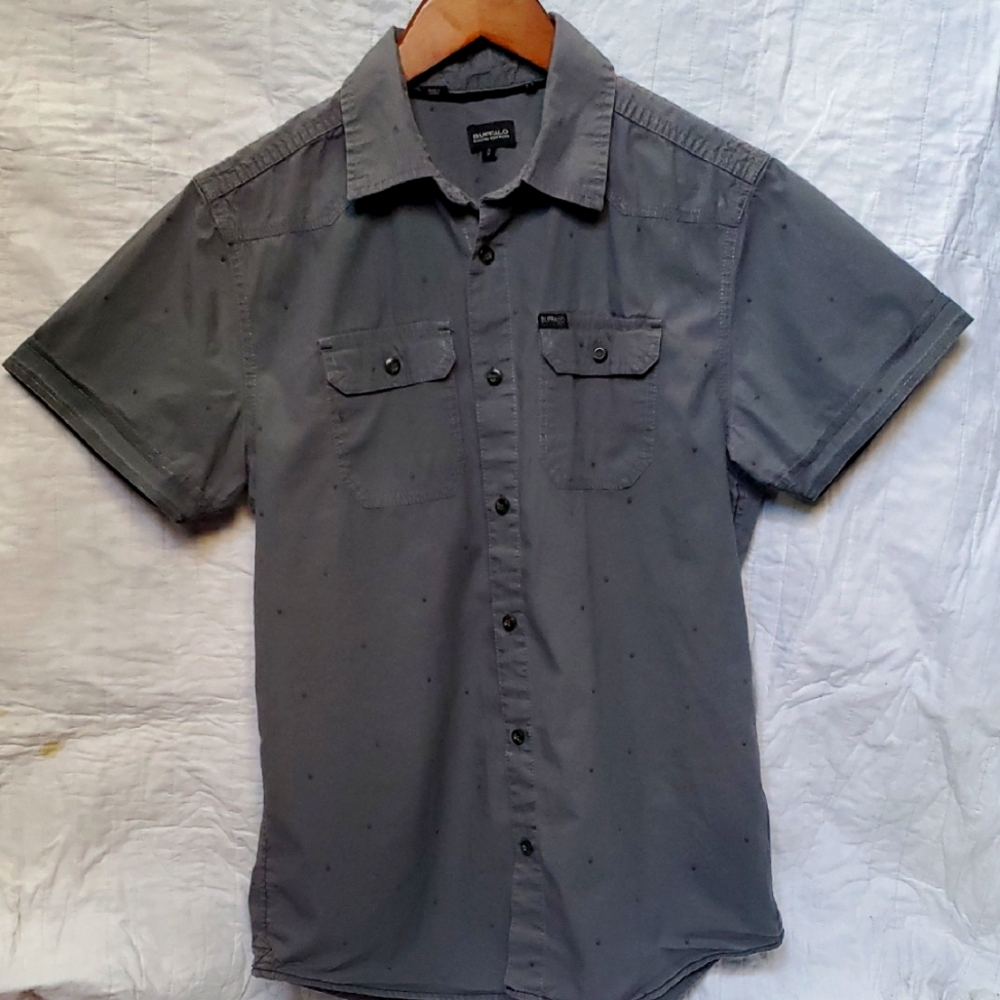 Buffalo Charcoal Casual Button-Down Shirt
